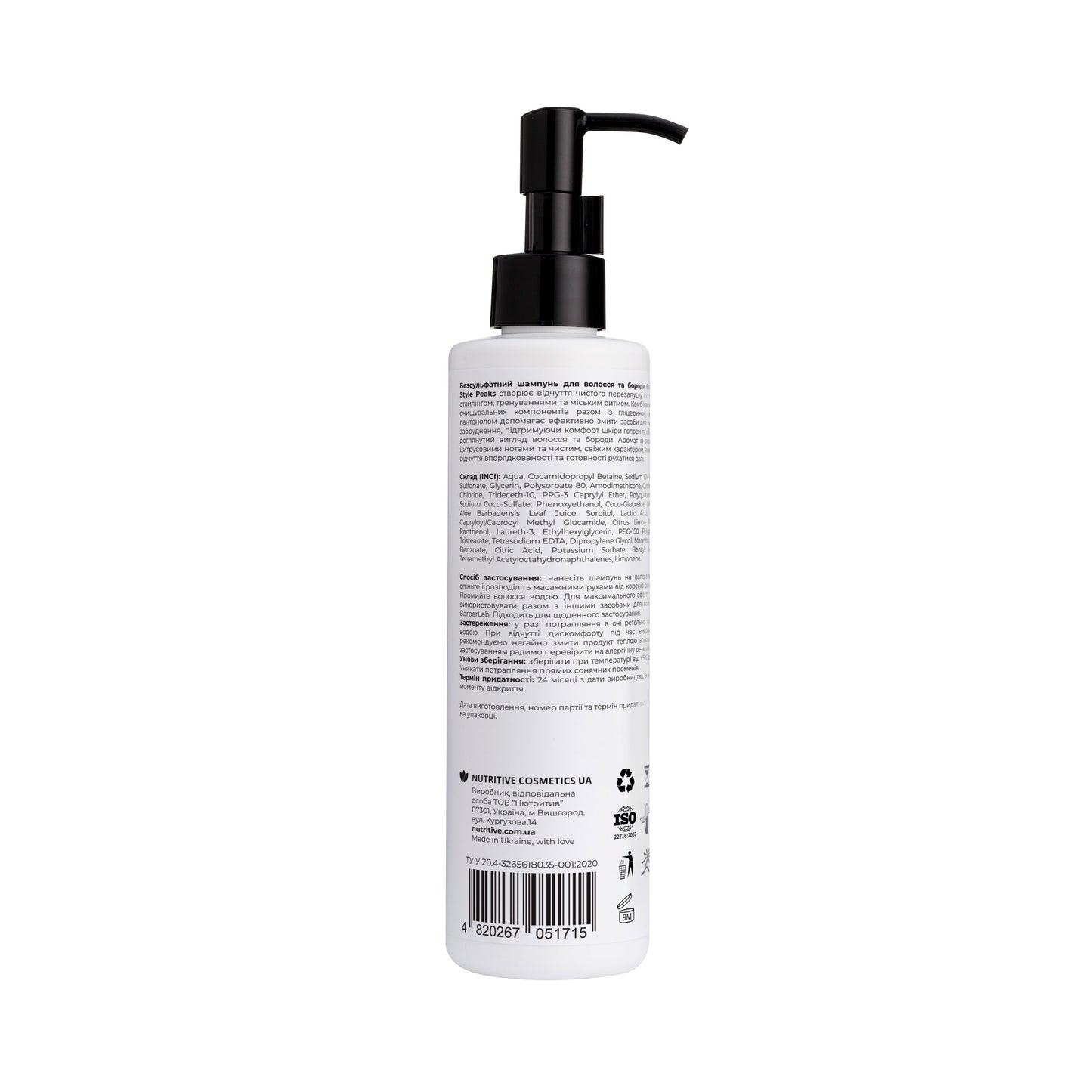 BarberLab Style Peaks Sulfate-Free Hair and Beard Shampoo